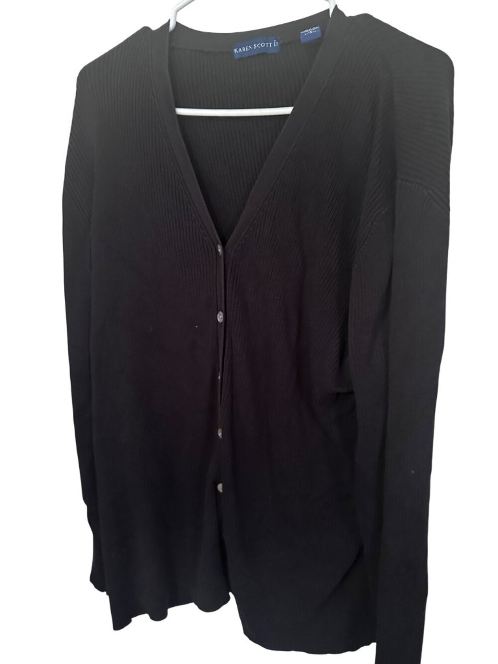 Karen  Scott black button up cotton cardigan sweater size 1X